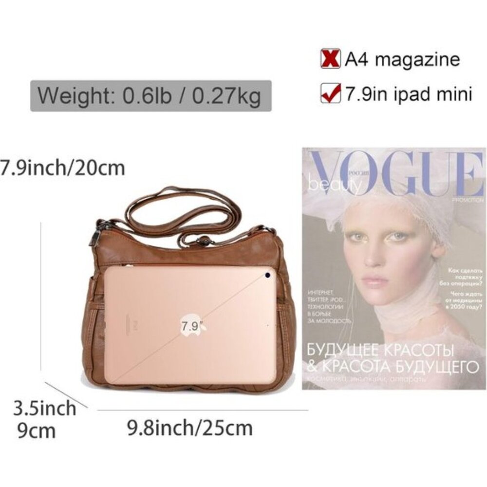 New Small Crossbody Bag for Women, Vegan Leather Shoulder Purse - Brown - Picture 5 of 5